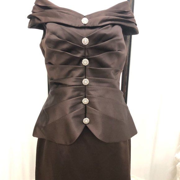 NEW 2-Piece Espresso Mother of the Bride/Groom Formal Holiday Dress SIZE 8 - Picture 10 of 12
